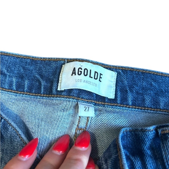 AGOLDE Toni Straight Ankle Jeans Medium Wash Distressed Size 27 Revolve - Picture 7 of 13